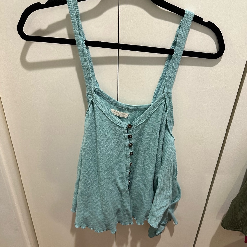 WE THE FREE Free People Dream Weaver trapeze tank, light blue “Tahiti breeze” XS